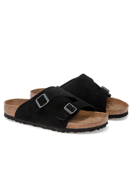 Zürich Suede Leather Sandal - Black